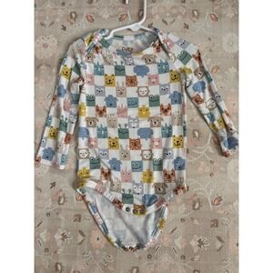 Play by Little Sleepies Animal Face Grid Bamboo Bodysuit Multicolor 18-24 Months